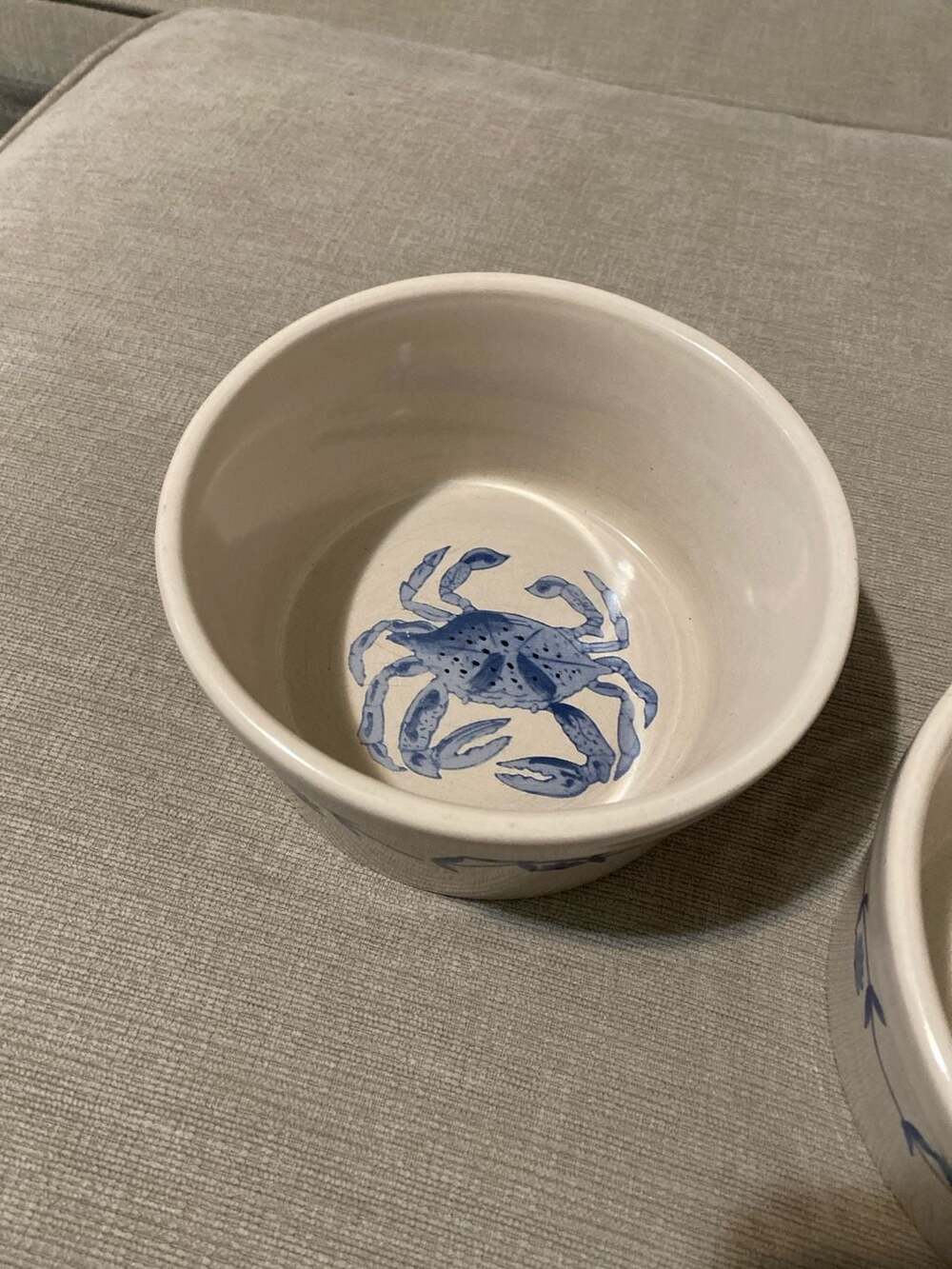 Blue Crab Ceramic Nautical Serving Bowl (2) 6 inches and 3 inches deep